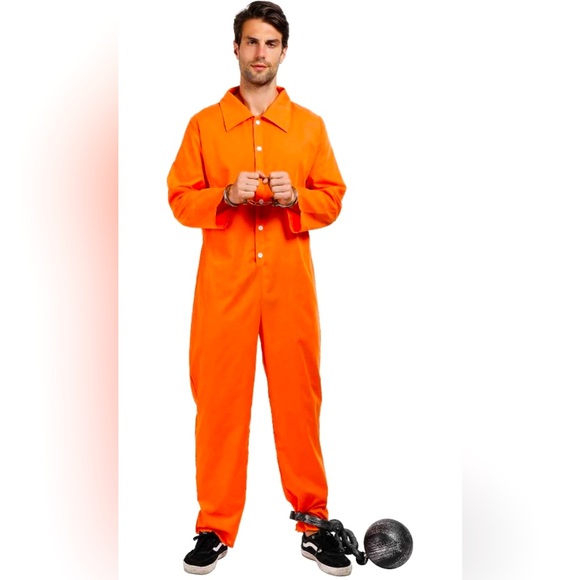 Other - ReneeCho Orange Prisoner Jumpsuit Jailbird Costume Adult Halloween Inmate Onesie
